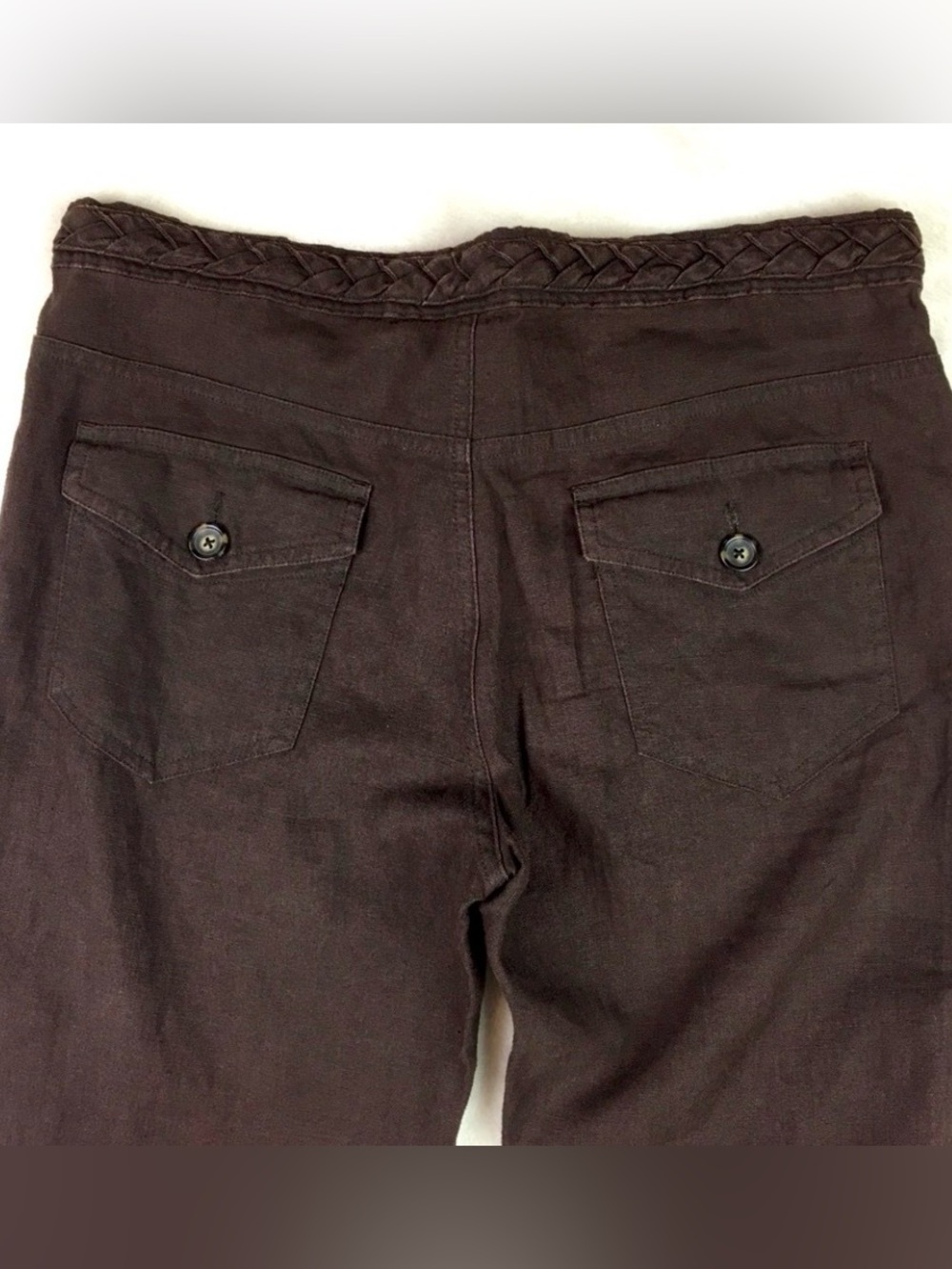 ⬇️Banana Republic 100% Linen Brown Braided Pants 8